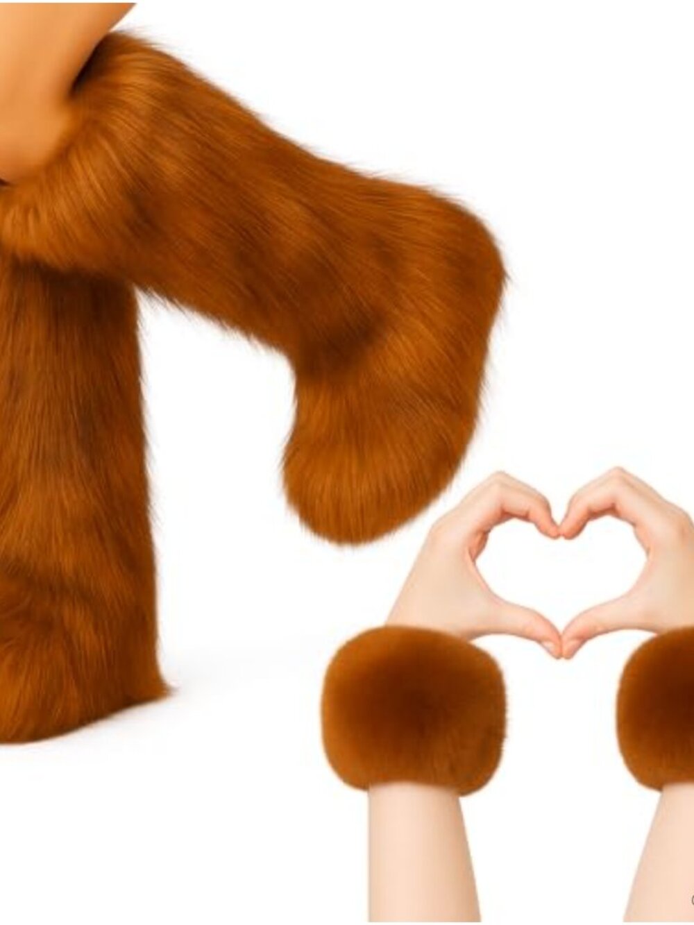 Faux Fur Leg Warmers & Wrist Cuffs Set Stretchy Winter Accessories
